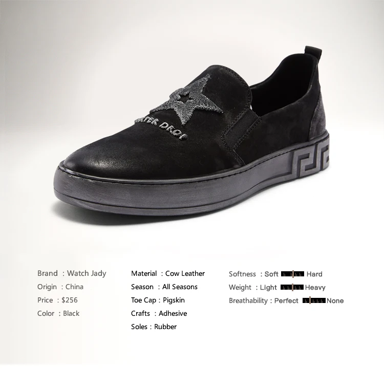 W J Genuina Elevador De Couro De Grao Da Vaca Primavera Verao Outono Casual Slip On Estrela Decoracao Tenis Para Homens Slip On Slip On Sneakersslip On Leather Aliexpress