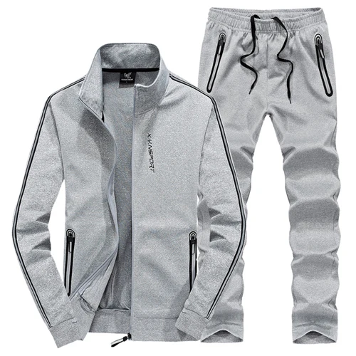grey PEILOW размера плюс L~ 7XL 8XL зимняя куртка мужская верхняя одежда толстовки Толстовка спортивный костюм Мужская спортивная одежда для бега Мужской комплект куртка+ брюки - Цвет: grey