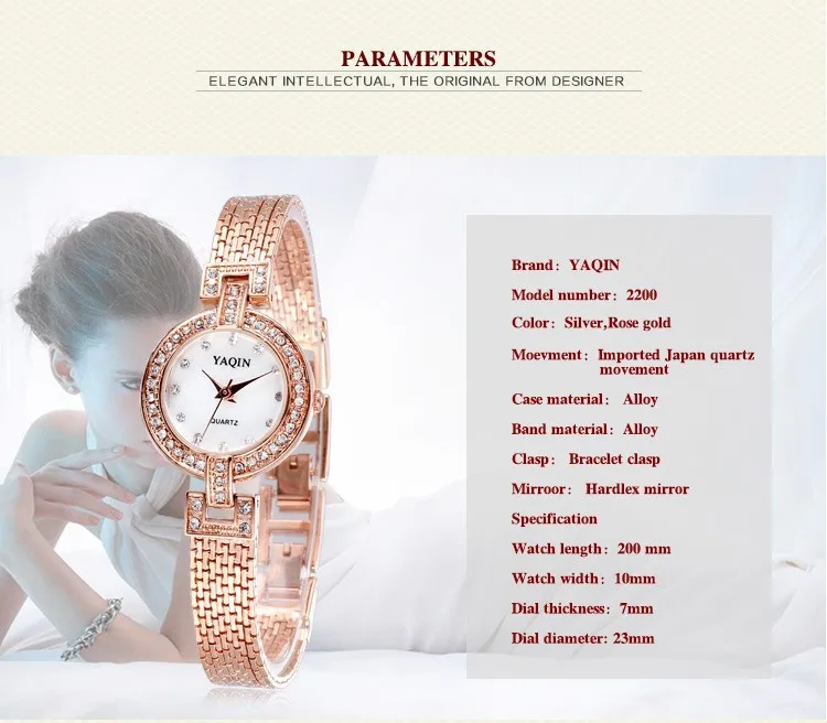 Nova moda senhoras cristal strass pulseira relógio