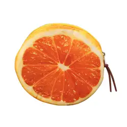 5 шт. творческого Для женщин дети 3D фрукты монеты карты кошелек сумка на молнии Женские Кошельки оранжевый