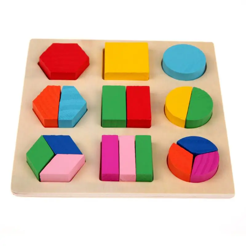 Детские 3D деревянные головоломки, игрушки, красочные геометрические деревянные головоломки, игрушки Монтессори, Обучающие Игрушки для раннего развития для детей