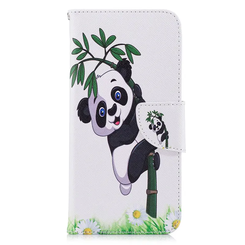Милый чехол-книжка для телефона huawei Enjoy 7s P30 P20 P10 P9 Lite Mini Y5 II Y6 Y7 Y9 Ретро Capa кожаный чехол-кошелек D07Z - Цвет: Panda Bamboo