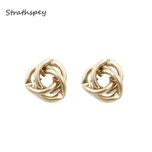 STRATHSPEY ручной работы выдалбливают серьги гвоздики для женщин Винтаж золото/античная бронза цвет Геометрическая Серьга Ювелирные изделия