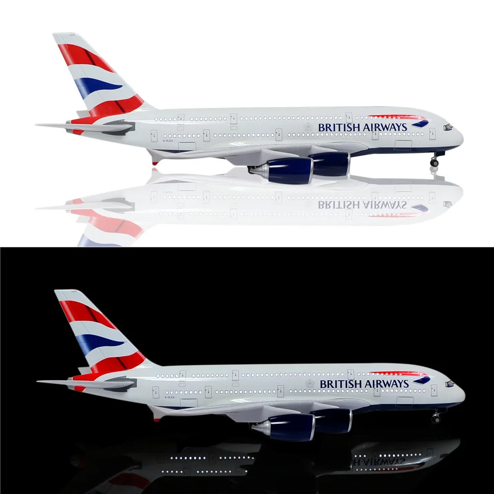 46 см 1: 160 литая под давлением модель самолета Британский Airbus A380 с светодиодный светильник(Сенсорное или Звуковое управление) самолет для украшения или подарка