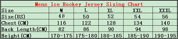 Mens Ice Hockey Jersey Sizing Chart