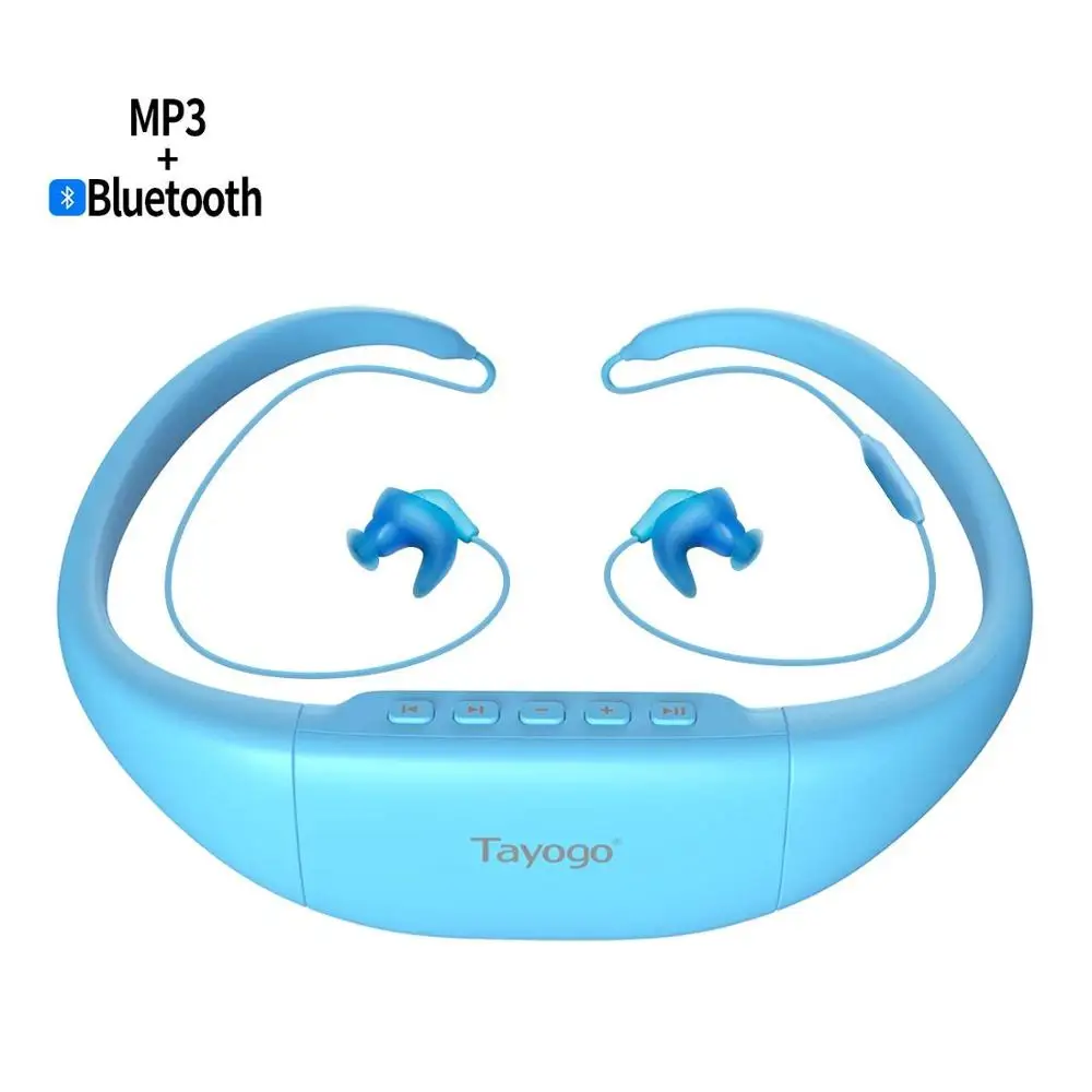 Tayogo беспроводной Bluetooth водонепроницаемый MP3 музыкальный плеер наушники Спорт Плавание HIFI mp3 с FM bluetooth шагомер для плавания - Цвет: Blue with bluetooth