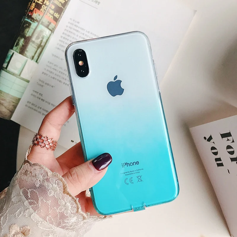 

Fashion Gradient Anti-fall Solid Color Case for iphoneXS Max XS XR 6 6S 7 8 TPU All-inclusive 6 6S 7 8 plus X10 Protective Cover