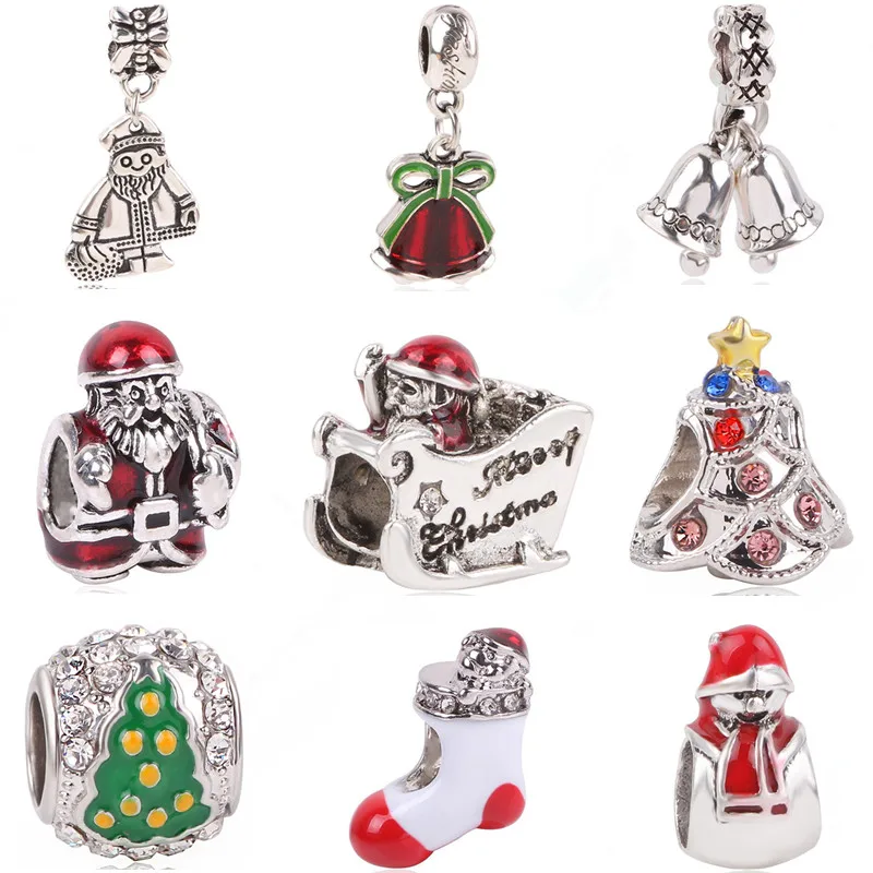 

European Exquisite Gift Preferred Sleigh Christmas Stockings Old Man Christmas Bell Beads DIY Suitable for Pandora Bracelet