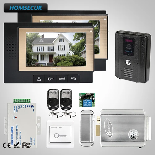 

HOMSECUR 7" Wired Video&Audio Smart Doorbell Electric Lock+Keys Included TC011-B + TM702-B