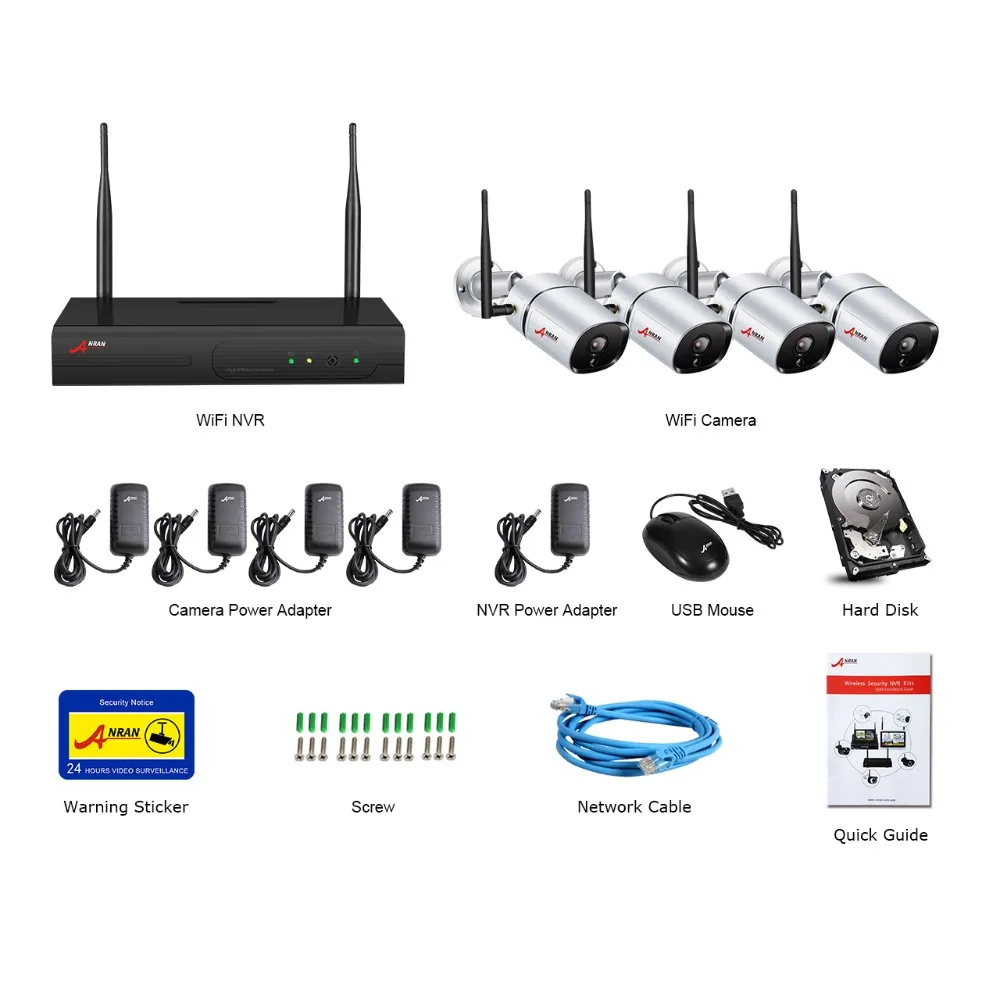 ANRAN 4 канала 1080P система безопасности камера HD видео DVR рекордер с 2MP Крытый