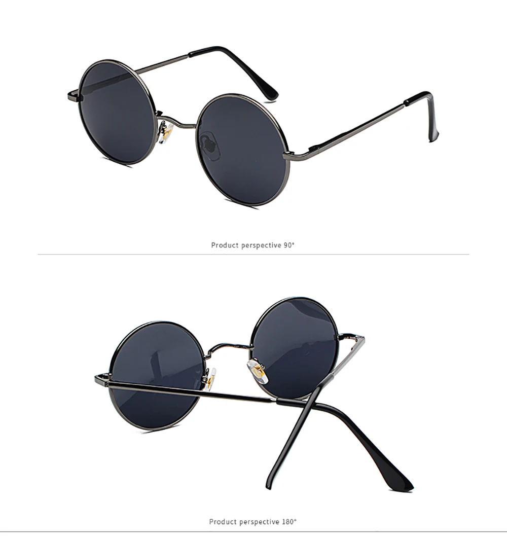 Retro Classic Vintage Round Polarized Sunglasses Men Brand Designer Sun Glasses Women Metal Frame Eyewear Driving Oculos De Sol