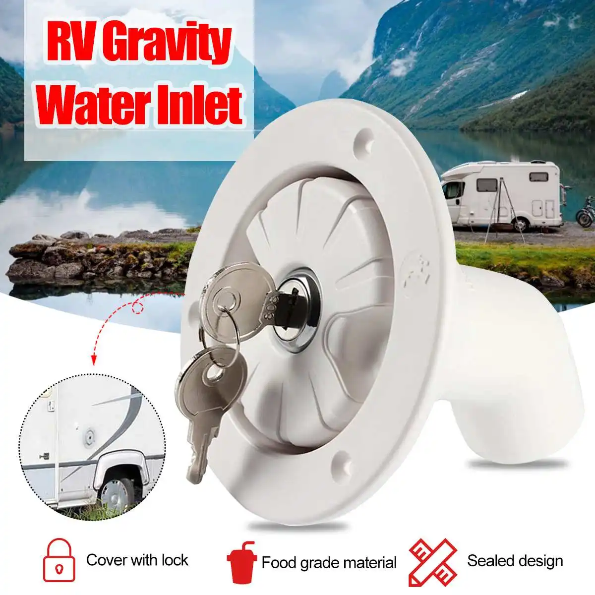 Autoleader 38mm-Gravity свежая вода заполняет люк входной фильтр запираемый пластик с 2 клавишами для RV Кемпер/Трейлер уплотнительное кольцо Крышка