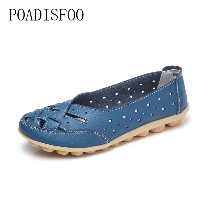 

Genuine leather 2018 Women Hollow Out Casual shoes Flats for women Drive Nurse Sping autumn shoes soft soles for women .CQY-1165