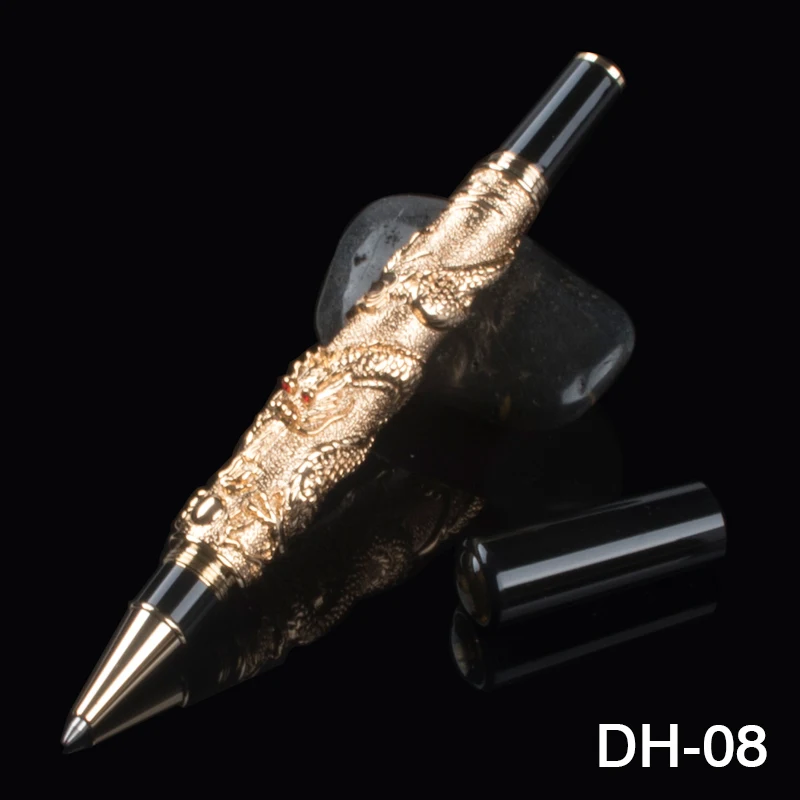 Jinhao Gray Double Dragon Playing Pearl Fountain Pen 3D Embossed Vintage Pen