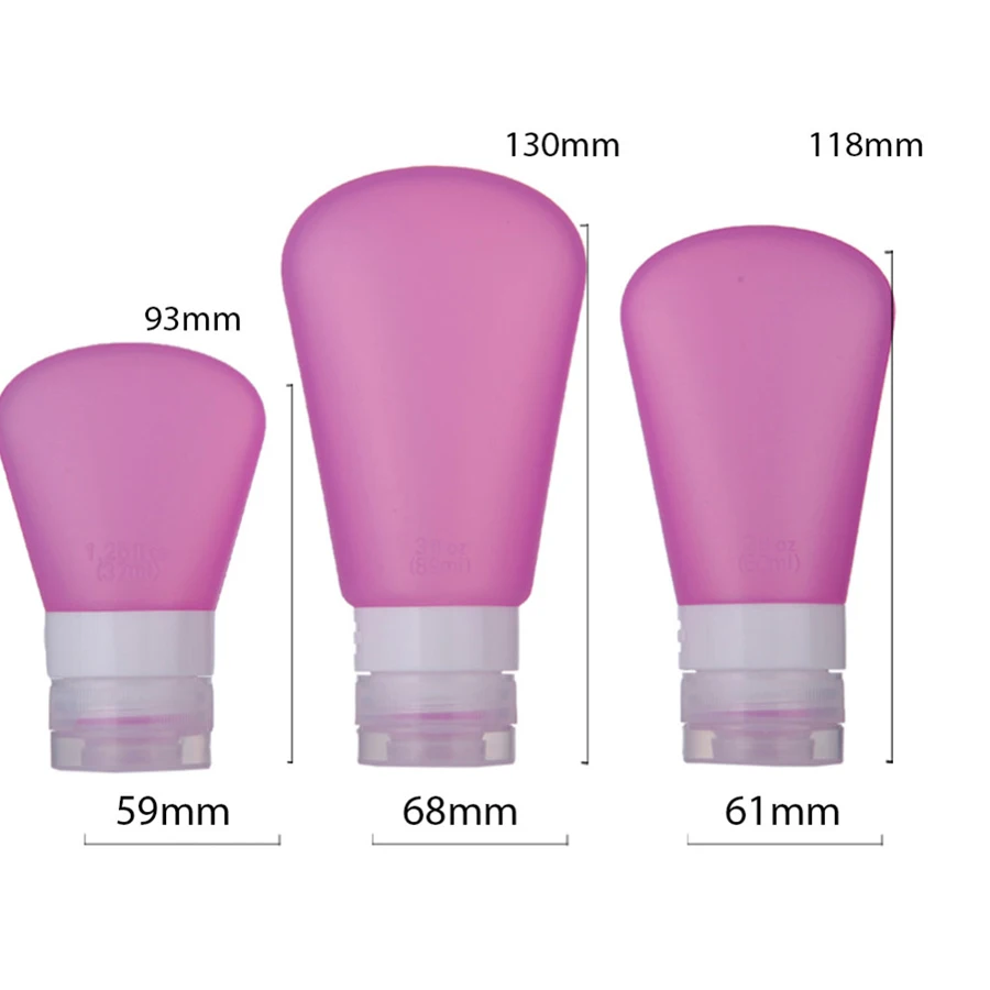 

3pcs Refillable Bottles Leak-proof Portable Silicone Containers Travel Bottles Shampoo Shower Gel Lotion Cosmetics sub-bottling