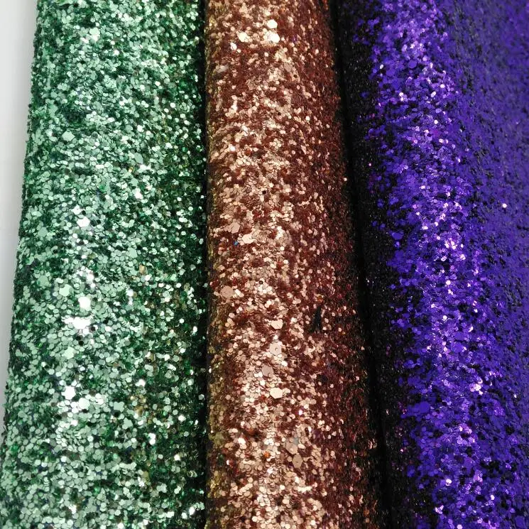 3PCS 21X29CM Chunky Glitter Leather PU glitter Fabric for DIY Sewing