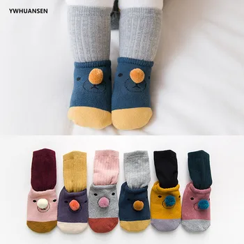 

YWHUANSEN 2 Pairs/lot 0 to 24M Autumn Winter Cotton Baby Socks For Newborn Children's Anti-skid Floor Socks For Toddler Girl Boy