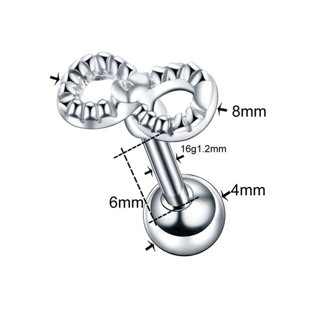 Steel Crystal Flower Ear Cartilage Helix Orelha Ear Stud Tragus Barbell Piercing Labret Lip Rings Sexy Charming Jewelry 16G