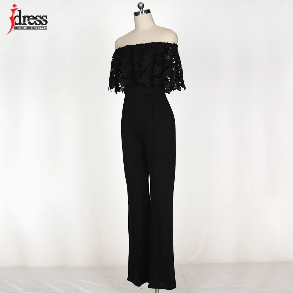 IDress Lace Crochet Rompers Women Jumpsuit Sexy Strapless Bodycon Jumpsuit Wide Leg Black White Yellow Long Pant Romper Overalls (10)