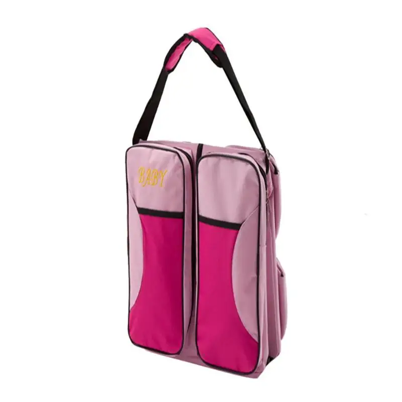 MutilPortable дорожная кровать детские кроватки Пеленки Складной Мумия сумка на плечо большой емкости подгузник мешок пеленка пакет спальный - Цвет: Розовый