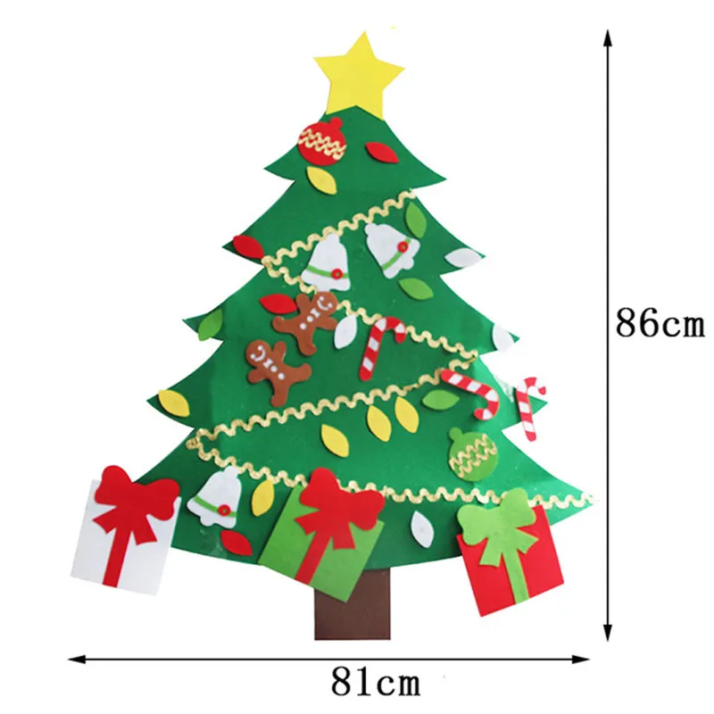 3D Войлок Рождественская елка с орнаментом детская Рождественская елка Подарки Игрушка Новогодняя дверь настенные подвесные рождественские украшения - Color: Felt Xmas Tree 3
