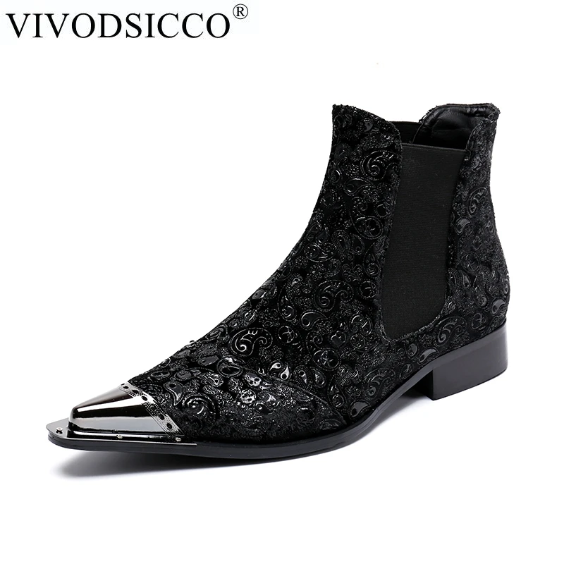 VIVODSICCO/модные мужские ботинки; кожаные итальянские черные роскошные модные повседневные ботильоны; Мужская обувь для свадьбы и бизнеса