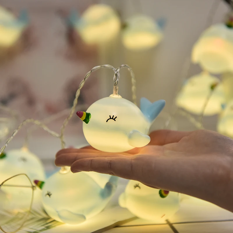 

Blue Unicorn Whale Flamingo Battery Plug String Lights 6m LED Decoration For Christmas Garland On The Window kerstverlichting
