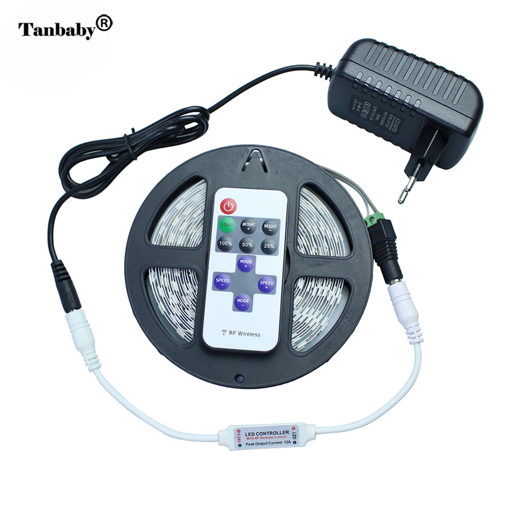 

Tanbaby 5630 led strip with Controller Power supply 5M 300led DC12V 5A flexible strip light Not waterproof ribbon EU US AU UK