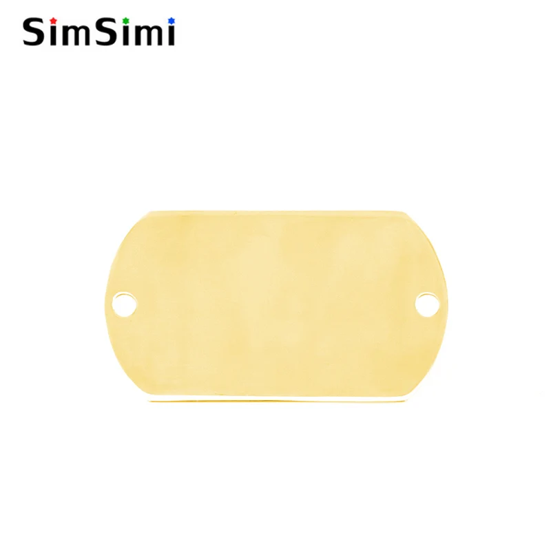 

Simsimi Stainless steel 2 loop holes dog tag blank ID tags pendant Both sides mirror polished high quality wholesale 50pcs