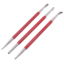 3 шт. DIY кожа ручной работы резьба инструмент для нанесения точек ремесленные инструменты, скульптура из нержавеющей стали специальные инструменты для глины изогнутая ручка