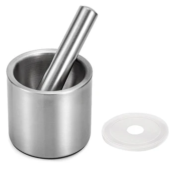 

Leeseph Mortar and Pestle Sets - 18/8 Brushed Stainless Steel Manual Spice Grinder/ Herb Bowl