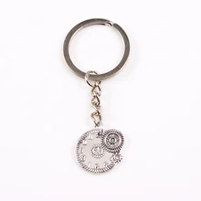 2017 New Classic Steampunk Keychain & Keyring Key Chains Gear Antique Silver Color 6pcs/lot