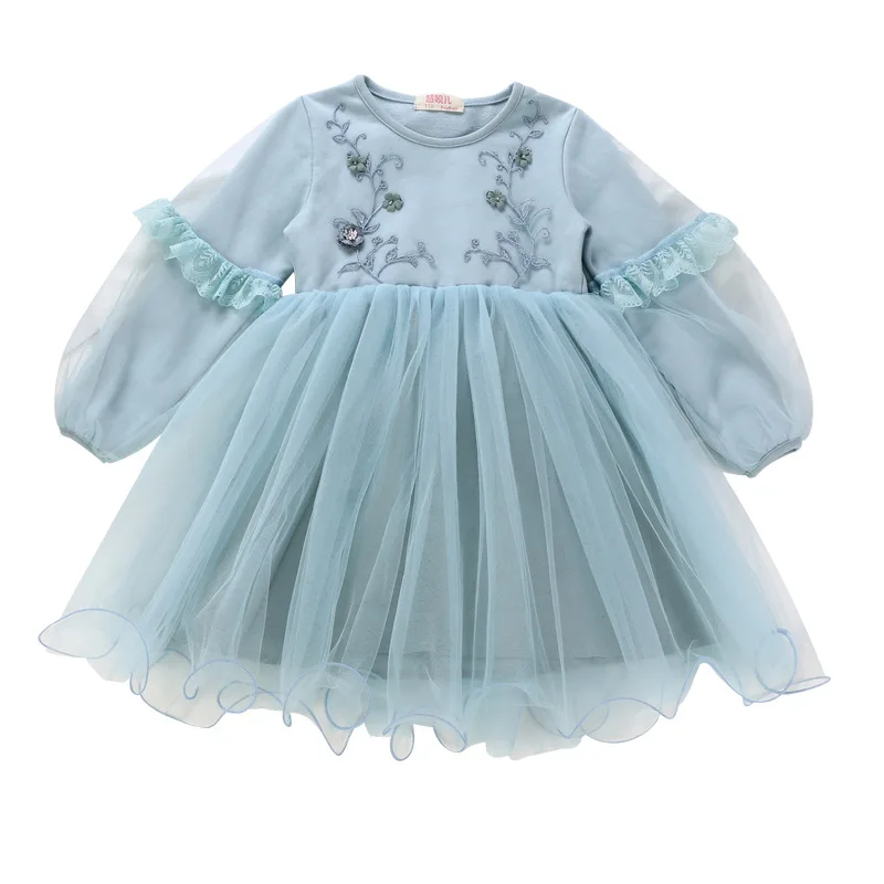 

Autumn Kids Clothes for Children Girls Dress Lantern Sleeve Party Wedding Dress Elegent Princess Dress with Flowers Ball Gown