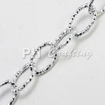 

Aluminum Cross Chains, Oval, Platinum, 20x14x3mm