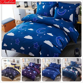 

Sweet Night Star Mooon Blue Sky 3/4 pcs Bedding Set Kids Bed Linen Single Twin Double Queen King Size Duvet Cover 1.2m 1.5m 1.8m