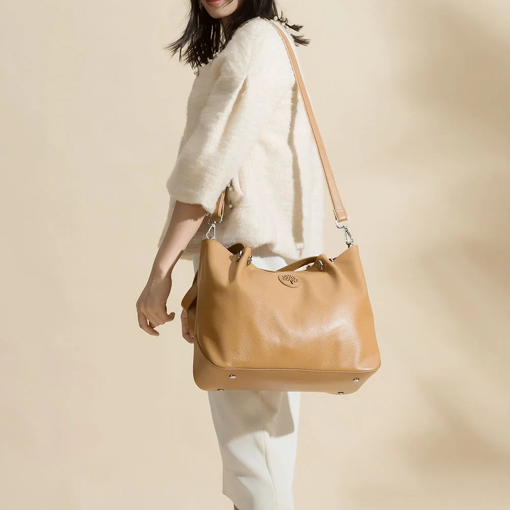 Zency Large Capacity Women Shoulder Bag 100% Genuine Leather Handbag Simple Fashion Lady Crossbody