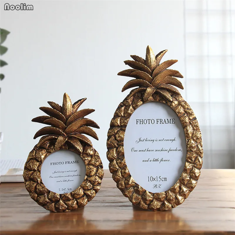 

Resin Elliptical Pineapple Retro Style Photo Frame Desktop Picture Frames Birthday Gift Gold And Silver Photo Frame Home Decor