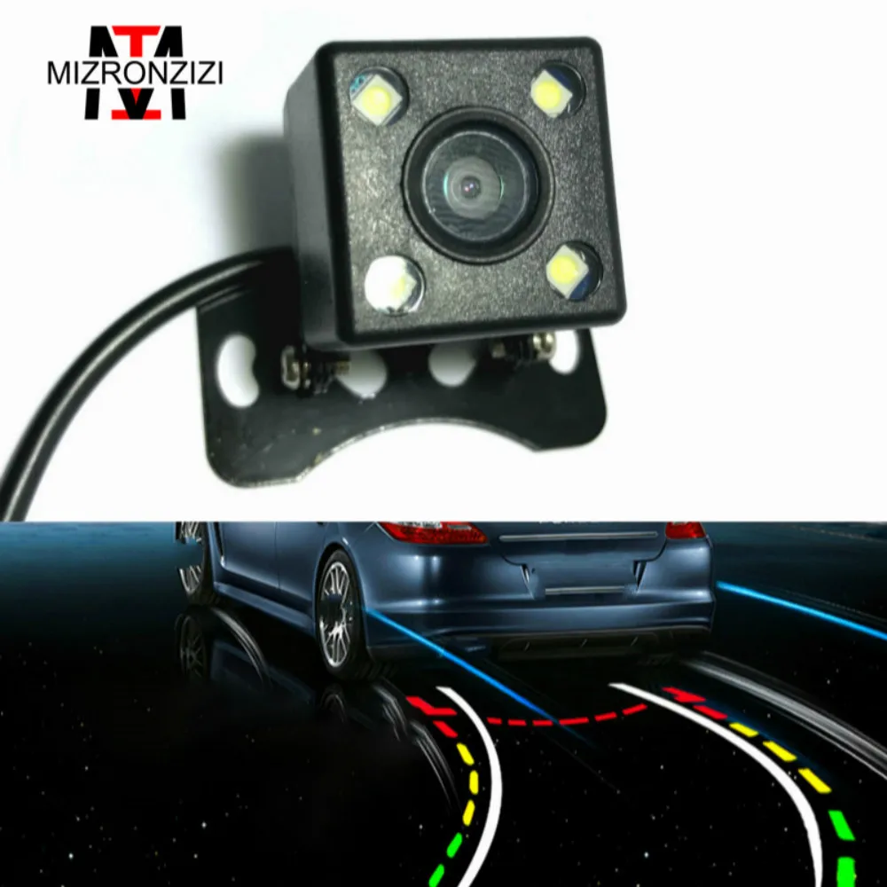 

MIZRONZIZI Car Rear View Camera Intelligent Dynamic Trajectory Tracks HD 4 LED Night Vision CCD 170 Degree Reverse Backup Auto