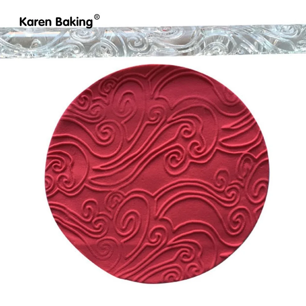 

Wave Acrylic Embossing Rolling Pin Transparent Embossed Tools For Cake Decorating A357