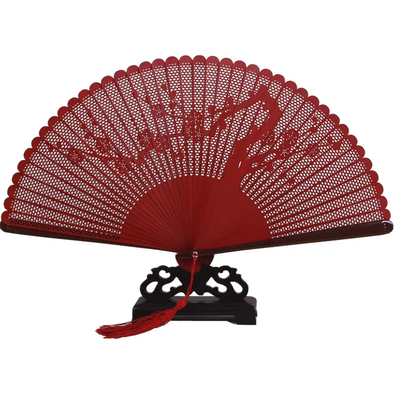 

Openwork Full Bamboo Folding Hand Fan Japanese Small Handheld Portable Fans for Wedding Fan Women Gift