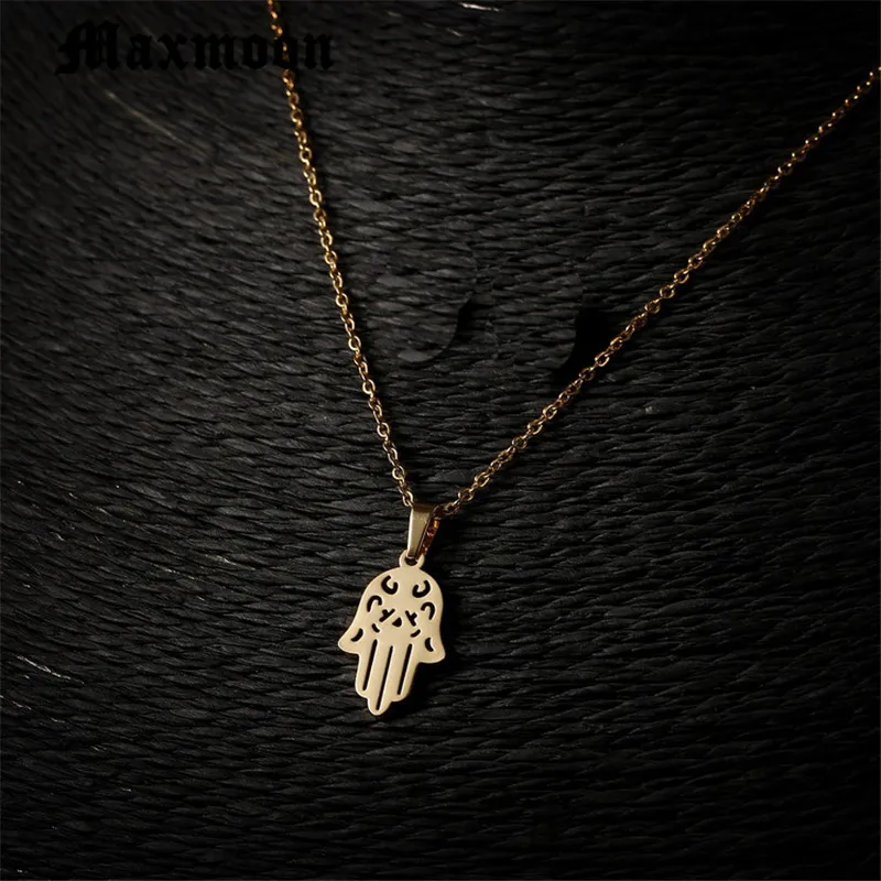 Массивное ожерелье Maxmoon Hamsa с подвеской из нержавеющей стали Фатимой женское