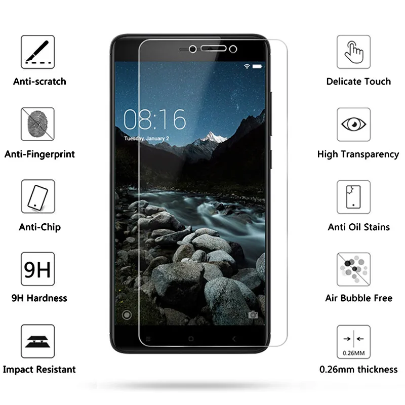 

High quality 9H HD Glass for Xiaomi Redmi 5 4A 3s Tempered Glass for Redmi Note 4X 4 5a pro 4X Mi a1 6 Screen Protector Film