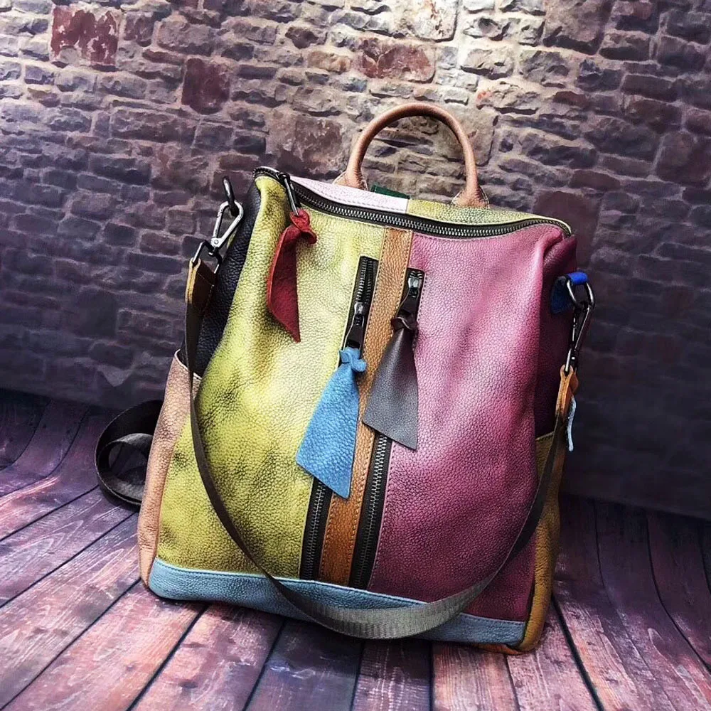  Cowhide Leather Backpack Women Casual High Quality Genuine Leather Retro Knapsack Female Vintage Bi - 33002464852
