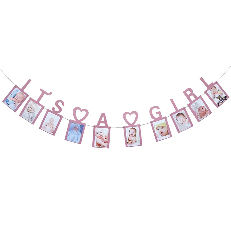 Blue Pink Its A Boy Girl Photo Frame Banner Baby Gender Reveal Party Decoration Baby Shower Photo Frame First Birthday Supplies