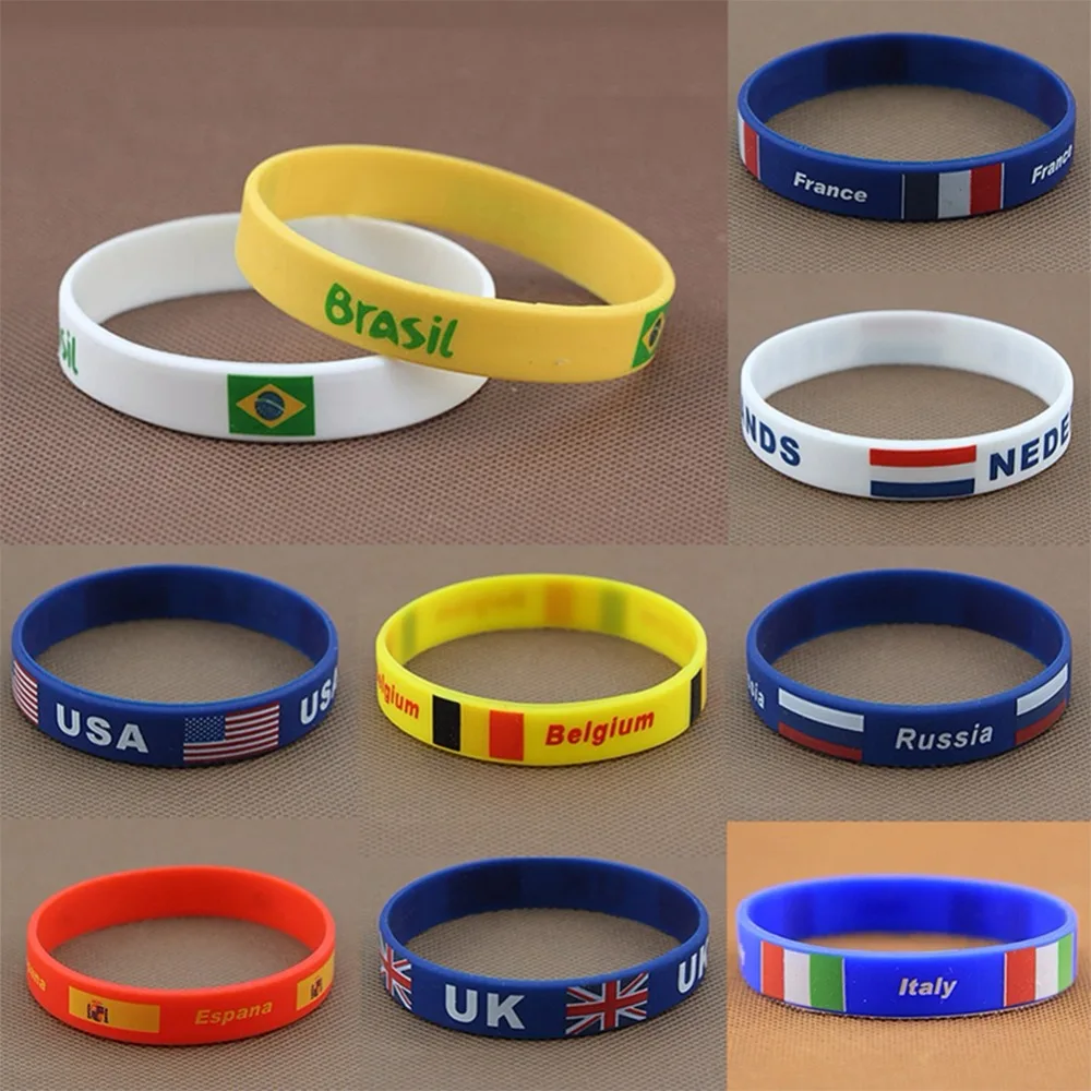 Mix Color National Flag Sports Silicone Bracelets For Women Men Charm