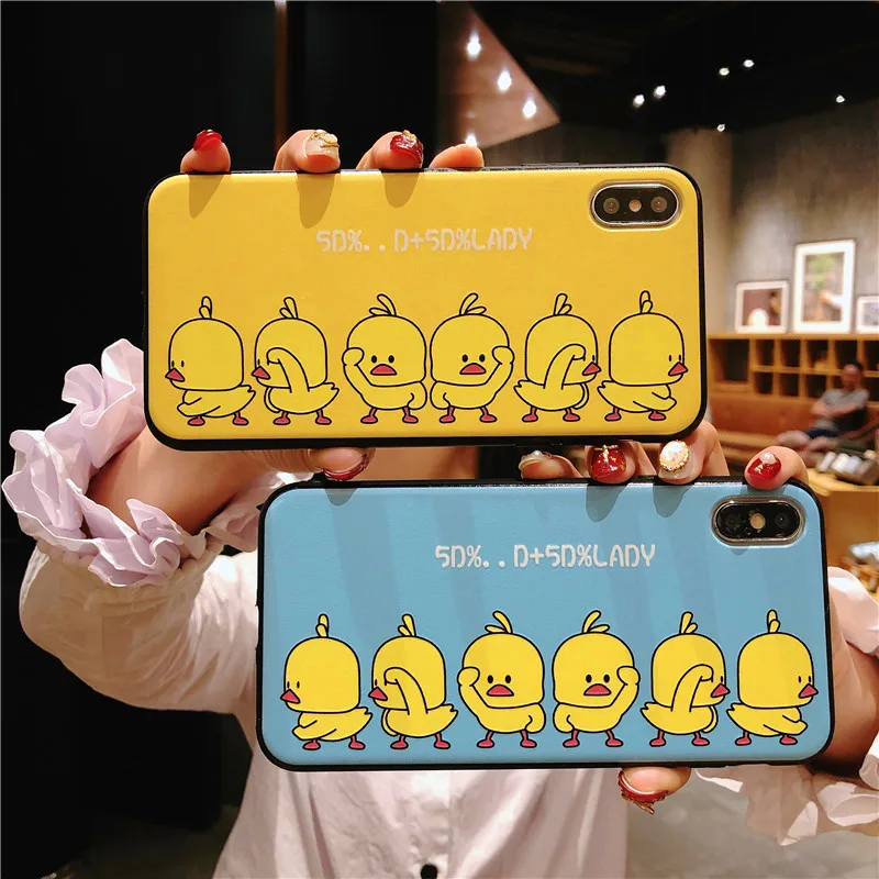 Супер мило желтый утенок из мультфильма IMD soft shell синий и чехол для телефона Apple