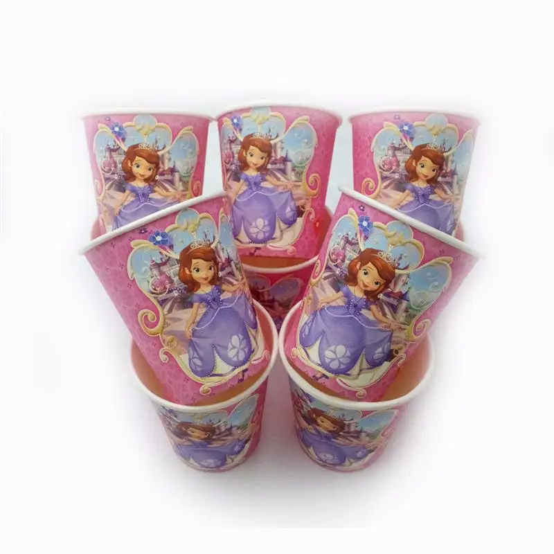 София принцесса скатерть чашки с днем рождения принадлежности для девочек мультфильм посуда дети София принцесса торт Топпер украшения - Цвет: cups 10pcs