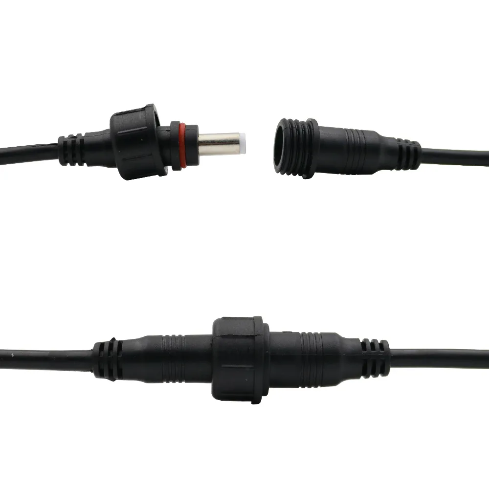 

Free Shipping 20Pairs DC5.5 x 2.1mm Male & Female LED Strip Waterproof Power Connector Cable Black