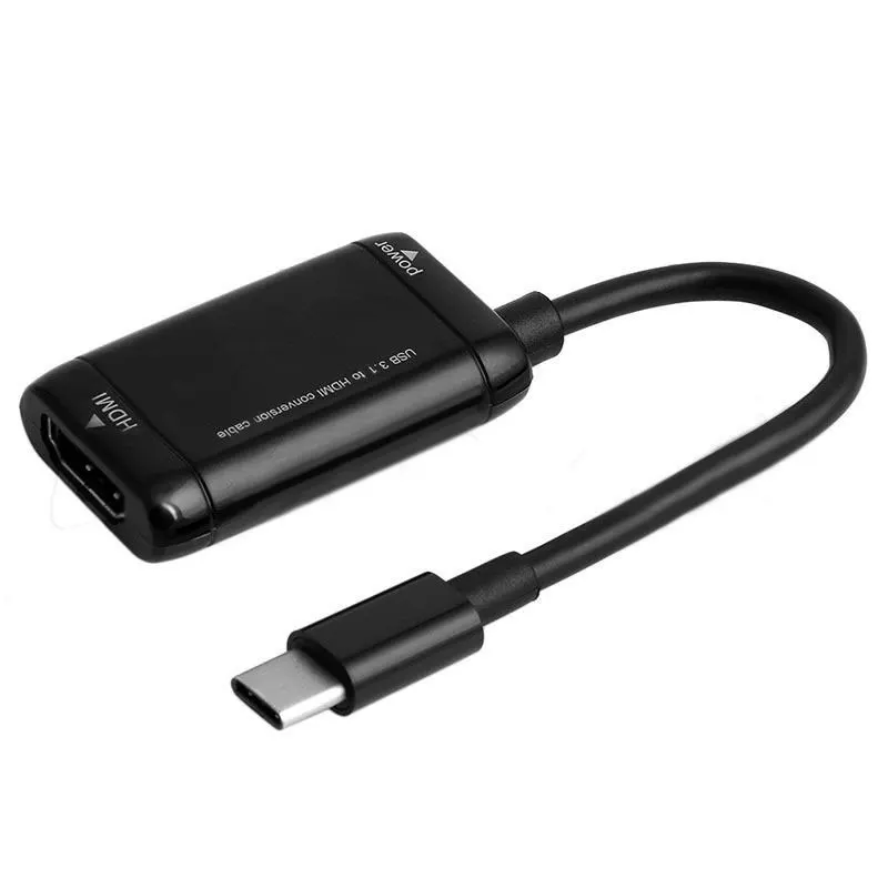 Type C USB-C HDMI Кабель-адаптер для Android телефона samsung Galaxy S8/S9 Plus/Note 8/Macbook - Цвет: Черный