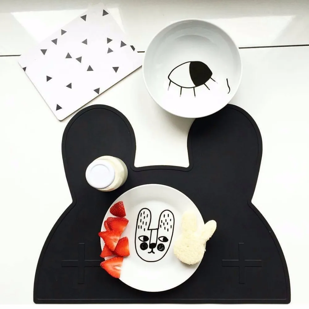 

Cartoon Animals Silicone Portable Placemat Bear Bunny Kids Baby Heat Resistant Pad Coaster BPA Free Waterproof Tableware Mat